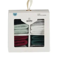 Apollo Sokjes Multi Navy Mint 7-Pack 0-6 mnd> Sokjes