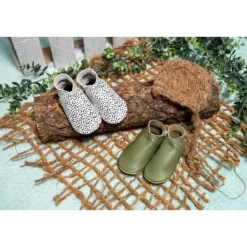 Baby Dutch Slofjes Effen Olijf  3-6 mnd><noscript><img width=