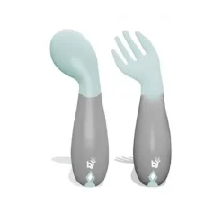 Babyjem Gebogen Vork En Lepel Groen> Bestek