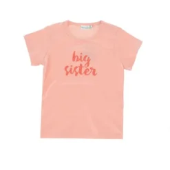 Babylook T-Shirt Big Sister - Maat 80 - Peach Bud> Sjawls|Shirtjes