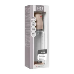 BIBS Fles - Medium Flow - Ronde Speen - 240 ml - Glas/Silicone - Ivory><noscript><img width=