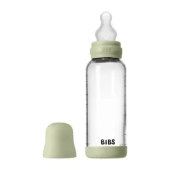 BIBS Fles - Medium Flow - Ronde Speen - 240 ml - Glas/Silicone - Ivory><noscript><img width=
