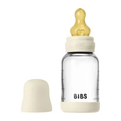 BIBS Fles - Slow Flow - Ronde Speen - 120 ml - Glas/Latex - Baby Blue> Flessen