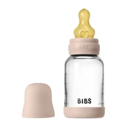 BIBS Fles - Slow Flow - Ronde Speen - 120 ml - Glas/Latex - Baby Blue><noscript><img width=