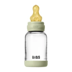 BIBS Fles - Slow Flow - Ronde Speen - 120 ml - Glas/Latex - Baby Blue><noscript><img width=