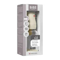 BIBS Fles - Slow Flow - Ronde Speen - 120 ml - Glas/Latex - Baby Blue><noscript><img width=
