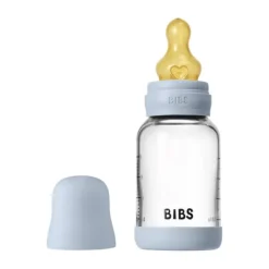 BIBS Fles - Slow Flow - Ronde Speen - 120 ml - Glas/Latex - Baby Blue><noscript><img width=