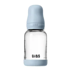 BIBS Fles - Slow Flow - Ronde Speen - 120 ml - Glas/Latex - Baby Blue><noscript><img width=