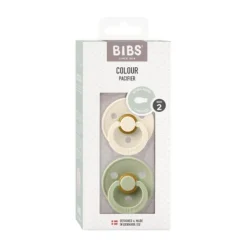BIBS Fopspeen Latex Symmetrical Ivory / Sage Size 2 (2-Pack)> Fopspenen 12+ Maanden|Fopspenen 6+ Maanden