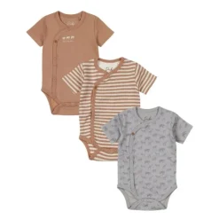 Dirkje Romper Korte Mouw Multi Colour Blue 3-Pack 44> Rompertjes