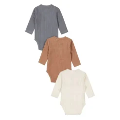 Dirkje Romper Lange Mouw Multi Colour Blue 3-Pack 50/56> Rompertjes