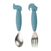 Done By Deer Easy-Grip Spoon And Fork Set Deer Friends Blue> Bestek