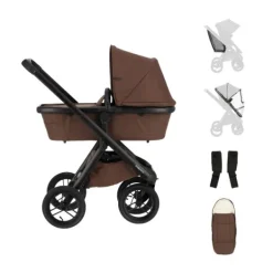 Dubatti One E6 Kinderwagen 2-in-1 - Black / Walnut Brown> Uitbreidbare Kinderwagens|Wandelwagens