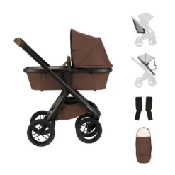 Dubatti One E6 Kinderwagen 2-in-1 - Dark Brown / Walnut Brown> Uitbreidbare Kinderwagens|Wandelwagens