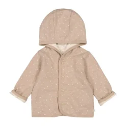 Feetje Jas Met Capuchon Omkeerbaar Print The Magic Is In You Taupe Melange 74> Jasjes