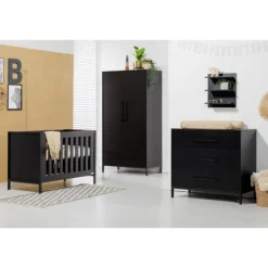 Interbaby Ledikant 60 x 120 - Commode 3 Laden- Hanglegkast 2-deurs Jupiter> Complete Babykamers|Ladekasten