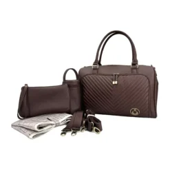 Isoki Double Zip Satchel Quilted Chocolate><noscript><img width=