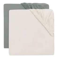 Jollein Hoeslaken Jersey - 40/50x80/90 cm - 2 Stuks - Sea Green/Ivory><noscript><img width=