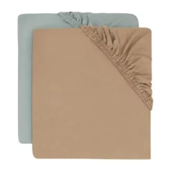 Jollein Hoeslaken Jersey - 2 Stuks - 40/50 x 80/90 cm - Sea Green/Biscuit> Hoeslakens