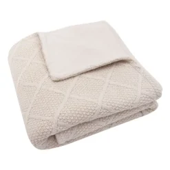 Jollein Ledikantdeken Check Knit Biscuit / Teddy Fleece 100 x 150 cm><noscript><img width=