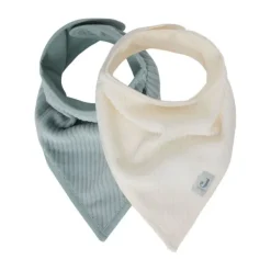 Jollein Slab Bandana - 2 Pack - Velvet Rib - Sea Green / Ivory> Slabben