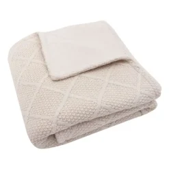 Jollein Wiegdeken Check Knit Oatmeal / Teddy Fleece 75 x 100 cm> Wiegdekens