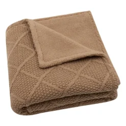 Jollein Wiegdeken Check Knit Biscuit / Teddy Fleece 75 x 100 cm> Wiegdekens