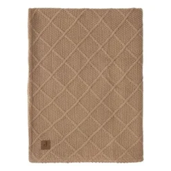 Jollein Wiegdeken Check Knit Biscuit / Teddy Fleece 75 x 100 cm><noscript><img width=