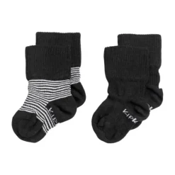 KipKep Blijf-Sokjes Black Stripes 0-6mnd 2-Pack 0-6 maanden> Sokjes