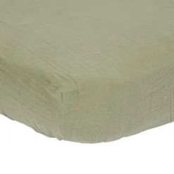 Little Dutch Hoeslaken Hydrofiel Ledikant 60 x 120 Olive> Hoeslakens
