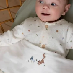 Little Dutch Wieglaken Geborduurd Paddenstoelen 70 x 100 cm> Wieglakens