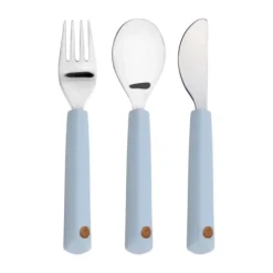 Lässig Bestek With Silicone Handle Happy Rascals Smile Sky Blue 3pcs> Bestek