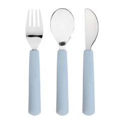 Lässig Bestek With Silicone Handle Happy Rascals Smile Sky Blue 3pcs> Bestek