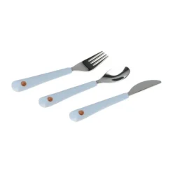Lässig Bestek With Silicone Handle Happy Rascals Smile Sky Blue 3pcs><noscript><img width=