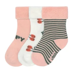 Lässig Terry Socks GOTS - 3-pack - Cherry Peach - Maat 12-14> Sokjes