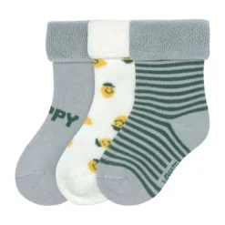 Lässig Terry Socks GOTS - 3-pack - Lemon Light Blue - Maat 12-14> Sokjes