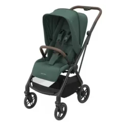 Maxi-Cosi Leona 2 Essential Green Zwart Frame en bruin leer> Wandelwagens|Complete Kinderwagens