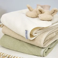 Meyco Baby Popcorn Badcape - 75 x 75 cm - Soft Olive><noscript><img width=