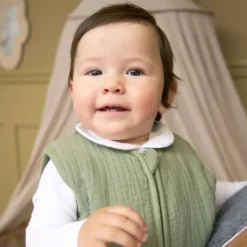 Meyco Baby Slaapzak Hydrofiel Gevoerd Uni Pre-Washed Olive Green 70 cm><noscript><img width=