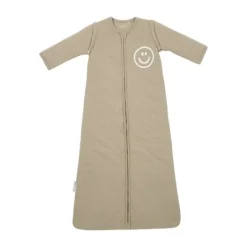 Meyco Baby Slaapzak Met Afritsbare Mouwen Slub Met Smile Applicatie Taupe / Offwhite 90 cm> 4-Seizoenen Slaapzakken