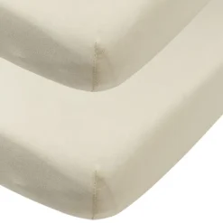 Meyco Baby Uni Hoeslaken Co-Sleeper - 2 Stuks - 50 x 90 cm - Jersey - Soft Sand> Hoeslakens