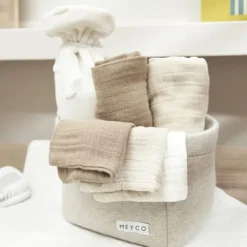 Meyco Hydrofiele Monddoekjes - 3 stuks - 30x30cm - Natural / Jeans Blue / Indigo> Monddoekjes / Spuugdoekjes