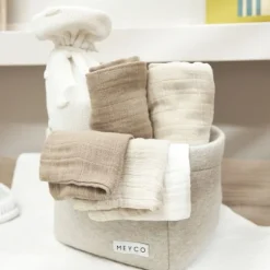 Meyco Hydrofiele Washandjes - 3 stuks - 20x17cm - Natural / Jeans Blue / Indigo> Washandjes