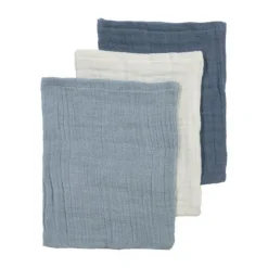 Meyco Hydrofiele Washandjes - 3 stuks - 20x17cm - Natural / Jeans Blue / Indigo><noscript><img width=