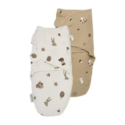 Meyco Inbakerdoek - 2 Stuks - 0-3 Maanden - Forest Animals Sand><noscript><img width=