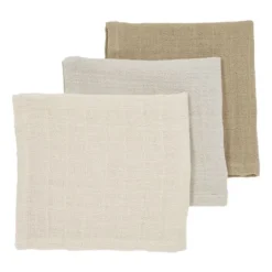 Meyco Monddoek Hydrofiel Pre-Washed Uni Offwhite/Soft Sand/Taupe 30 x 30 cm 3-Pack> Monddoekjes / Spuugdoekjes