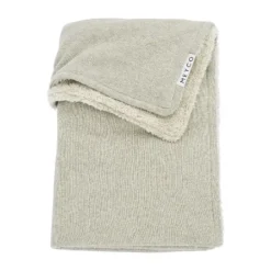 Meyco Wiegdeken Knit Basic Sand Melange Teddy 75x100cm> Wiegdekens