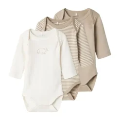 Name It Romper 3-Pack - Dolphin - Pure Cashmere - Maat 56> Rompertjes