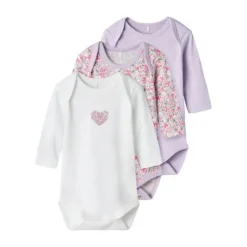 Name It Romper 3-Pack - Dolphin - Pure Cashmere - Maat 56> Rompertjes