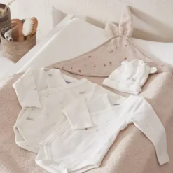 Noukie's B&M Rompers - 2 stuks - Maat 68 - Lange Mouw - Bio Katoen - Wit> Rompertjes